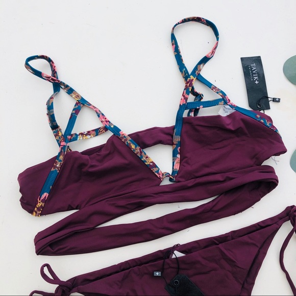 TAVIK JESSI JAX Color Blocked Merlot Bikini Set - Picture 2 of 6